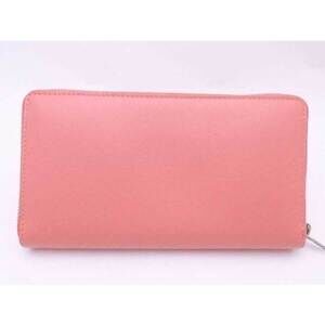 Balenciaga silver salmon zip long logo around pink wallet